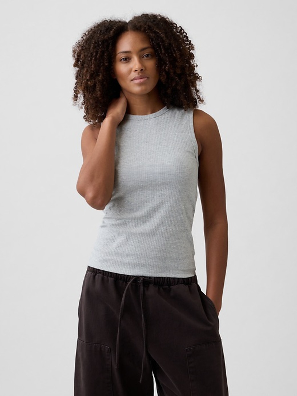 GAP Light Gray Ribbed High-Neck Tank